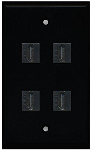 RiteAV - 4 Port HDMI Wall Plate - Black