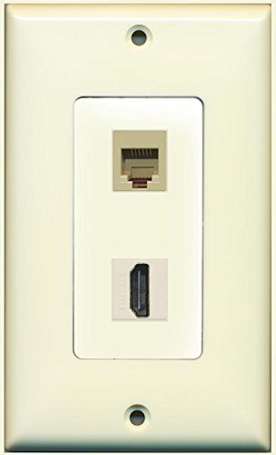 RiteAV - 1 RJ11 RJ12 Beige Ivory Phone and 1 HDMI Port Ivory Wall Plate Decorative - Bracket Included