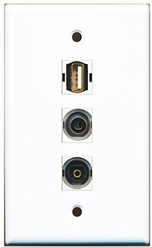 RiteAV - 1 Port USB A-A and 1 Port Toslink and 1 Port 3.5mm Wall Plate