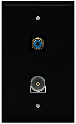 RiteAV - Black 1 Port RCA Blue 1 Port Toslink Wall Plate