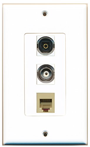 RiteAV - 1 Port Phone RJ11 RJ12 Beige and 1 Port Toslink and 1 Port BNC Decorative Wall Plate Decorative