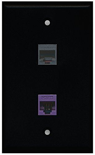 RiteAV - Black 1 Port Phone Black 1 Port Cat5e Ethernet Purple Wall Plate