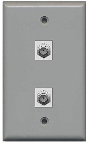 RiteAV - 2 Port Coax Cable TV- F-Type Wall Plate - Gray