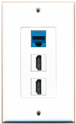 RiteAV - 2 Port HDMI 1 Cat5e Ethernet Blue Wall Plate Decorative
