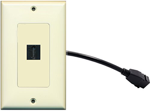 RiteAV (1 Gang Decorative) HDMI Wall Plate w/ Pigtail Extension Cable Light Almond