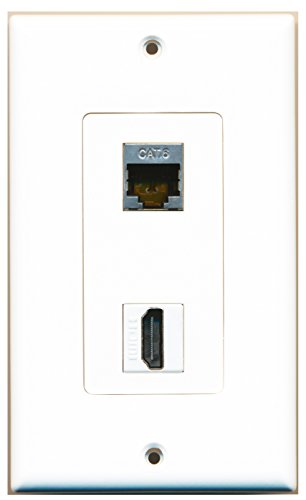 RiteAV - 1 Cat6 Shielded Ethernet and 1 HDMI Port Decorative Wall Plate White