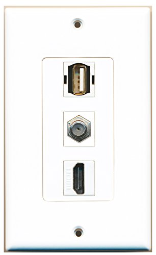 RiteAV - 1 Port HDMI and 1 Port Coax Cable TV- F-Type and 1 Port USB A-A Decorative Wall Plate Decorative