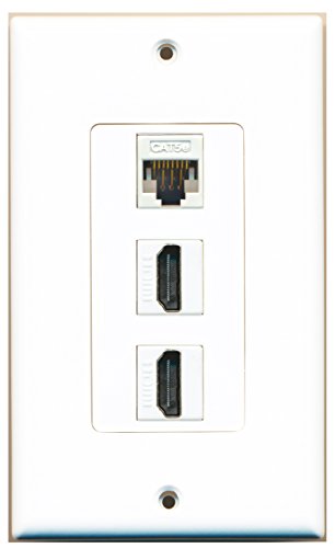 RiteAV - 2 Port HDMI 1 Cat5e Ethernet White Wall Plate Decorative