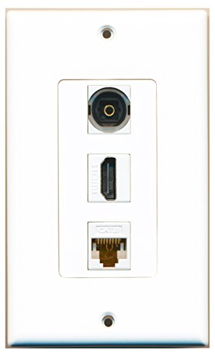 RiteAV - 1 Port HDMI 1 Toslink 1 Cat6 Ethernet White Wall Plate Decorative