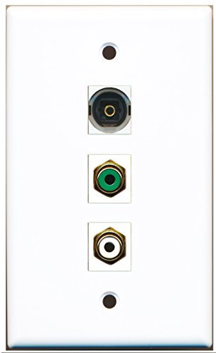 RiteAV - 1 Port RCA White and 1 Port RCA Green and 1 Port Toslink Wall Plate
