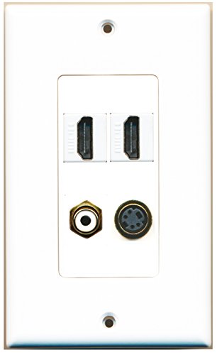 RiteAV - 2 Port HDMI 1 Port RCA White 1 Port S-Video Wall Plate Decorative