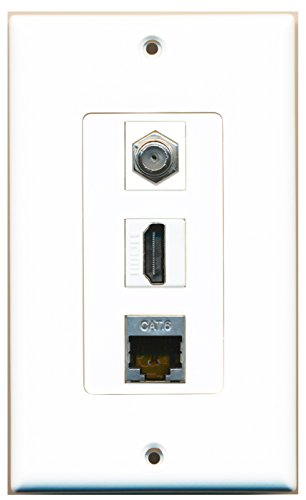 RiteAV - 1 Port HDMI and 1 Port Coax Cable TV- F-Type and 1 Port Shielded Cat6 Ethernet Decorative Wall Plate