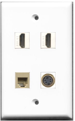 RiteAV - 2 Port HDMI 1 Port Phone RJ11 RJ12 Beige 1 Port S-Video Wall Plate