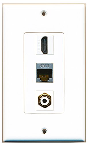 RiteAV - 1 Port HDMI and 1 Port RCA White and 1 Port Shielded Cat6 Ethernet Decorative Wall Plate Decorative