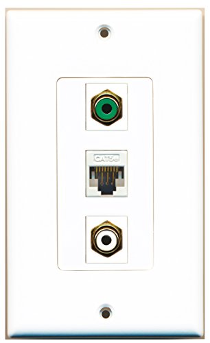 RiteAV - 1 Port RCA White and 1 Port RCA Green and 1 Port Cat5e Ethernet White Decorative Wall Plate