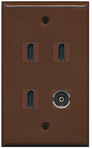 RiteAV - 3 x HDMI and 1 x Toslink Digital Audio Port Wall Plate - Brown