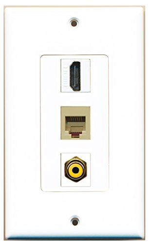 RiteAV - 1 Port HDMI and 1 Port RCA Yellow and 1 Port Phone RJ11 RJ12 Beige Decorative Wall Plate Decorative