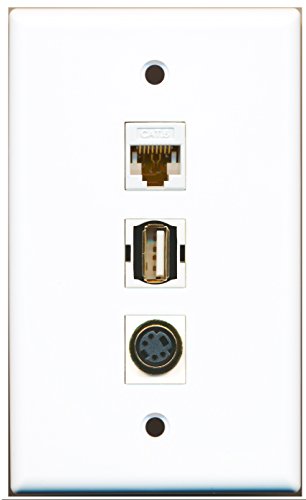 RiteAV - 1 Port USB A-A and 1 Port S-Video and 1 Port Cat6 Ethernet White Wall Plate