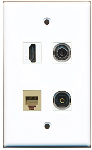 RiteAV - 1 Port HDMI 1 Port Phone RJ11 RJ12 Beige 1 Port Toslink 1 Port 3.5mm Wall Plate