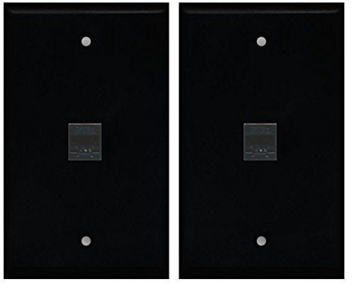 RiteAV - Pack of 2 - (1 Gang Flat) Cat5e Black Wall Plate