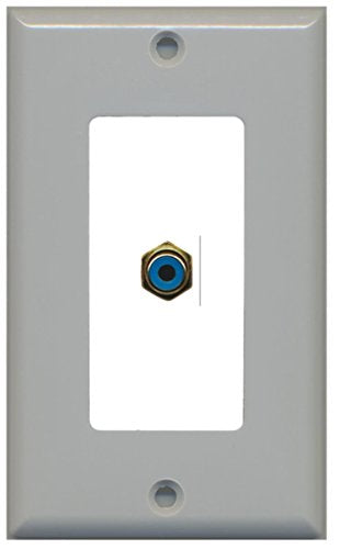 RiteAV - 1 RCA Blue for Subwoofer Audio Port Wall Plate Decorative - Gray/White