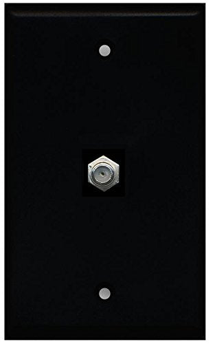 RiteAV Coax Cable TV Wall Plate 1 Gang Flat - Black