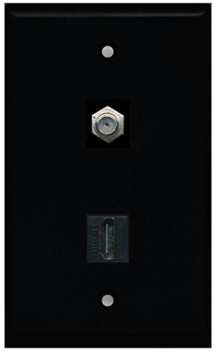 RiteAV - Black 1 Port HDMI 1 Port Coax Cable TV- F-Type Wall Plate