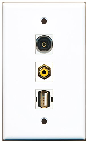 RiteAV - 1 Port RCA Yellow and 1 Port USB A-A and 1 Port Toslink Wall Plate
