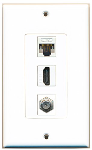 RiteAV - 1 Port HDMI and 1 Port Coax Cable TV- F-Type and 1 Port Cat5e Ethernet Decorative White Wall Plate