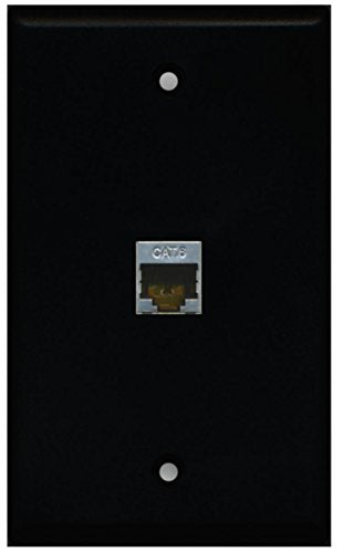 RiteAV - 1 Port Cat6 Shielded Female-Female Wall Plate - Black