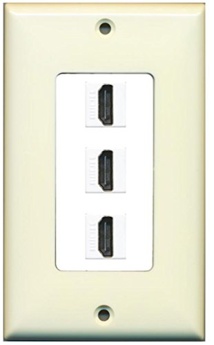RiteAV - 3 Port HDMI Decorative Wall Plate - Light Almond/White