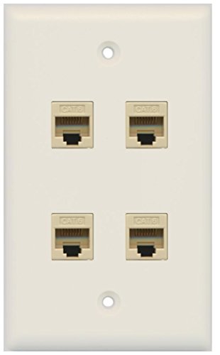 RiteAV - 4 Port Cat6 Ethernet Wall Plate - Light Almond