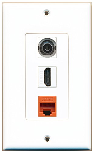 RiteAV - 1 Port HDMI 1 3.5mm 1 Cat5e Ethernet Orange Wall Plate Decorative