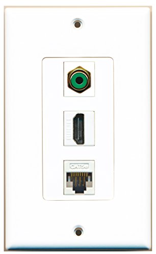 RiteAV - 1 Port HDMI 1 RCA Green 1 Cat5e Ethernet White Wall Plate Decorative