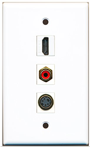 RiteAV - 1 Port HDMI and 1 Port RCA Red and 1 Port S-Video Wall Plate