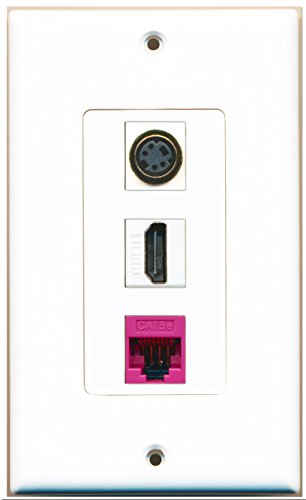 RiteAV - 1 Port HDMI 1 S-Video 1 Cat5e Ethernet Pink Wall Plate Decorative
