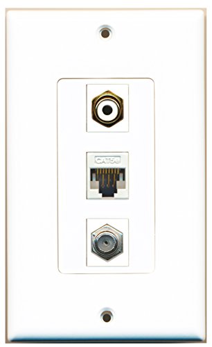 RiteAV - 1 Port RCA White and 1 Port Coax Cable TV- F-Type and 1 Port Cat5e Ethernet White Decorative Wall Plate