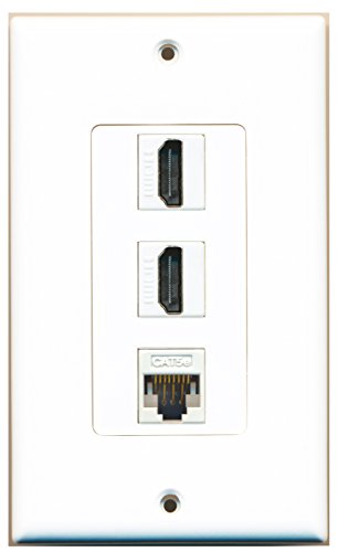 RiteAV - 2 HDMI and 1 Cat5e White Ethernet Port Wall Plate Decorative - White