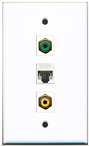 RiteAV - 1 Port RCA Yellow 1 RCA Green 1 Cat5e Ethernet White Wall Plate