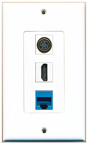 RiteAV - 1 Port HDMI 1 S-Video 1 Cat5e Ethernet Blue Wall Plate Decorative