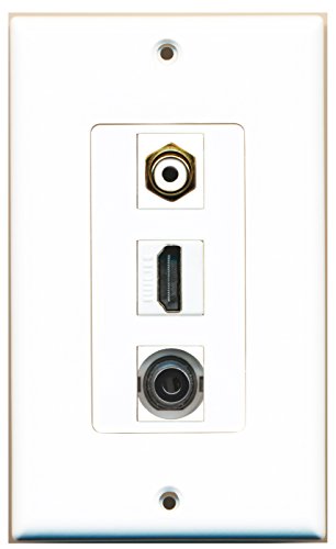 RiteAV - 1 Port HDMI and 1 Port RCA White and 1 Port 3.5mm Decorative Wall Plate