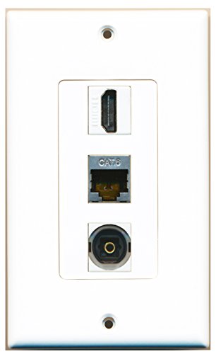 RiteAV - 1 Port HDMI and 1 Port Shielded Cat6 Ethernet and 1 Port Toslink Decorative Wall Plate Decorative