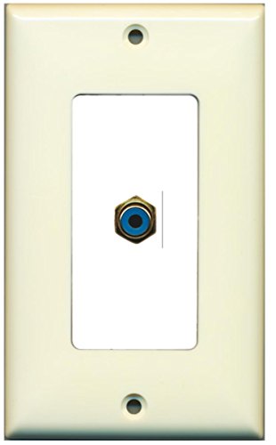 RiteAV - 1 RCA Blue for Subwoofer Audio Port Wall Plate Decorative - Light Almond/White