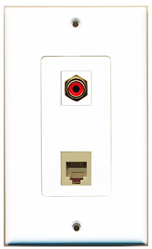 RiteAV - 1 Port RCA Red 1 Port Phone RJ11 RJ12 Beige Decorative Type Wall Plate - Bracket Included