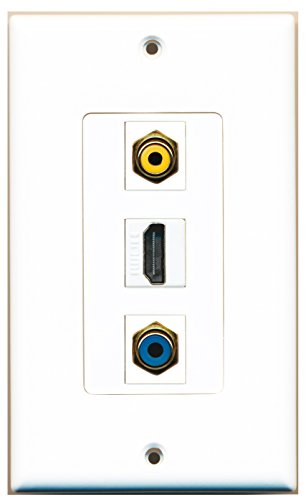 RiteAV - 1 Port HDMI and 1 Port RCA Yellow and 1 Port RCA Blue Decorative Wall Plate