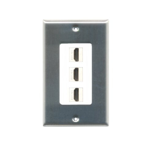 RiteAV - Gray and White 3 HDMI Port Wall Plate Decorative