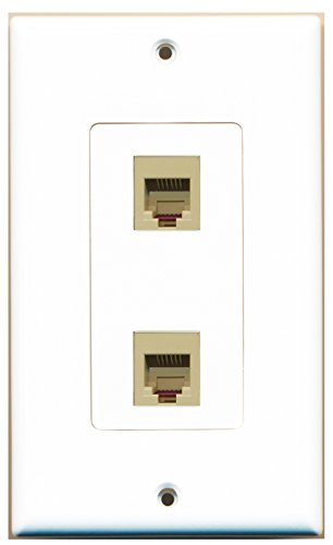 RiteAV - 2 Port Phone RJ11 RJ12 Beige Decorative Type Wall Plate - Bracket Included