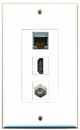 RiteAV - 1 Port HDMI 1 Coax Cable TV- F-Type 1 Shielded Cat6 Ethernet Wall Plate Decorative