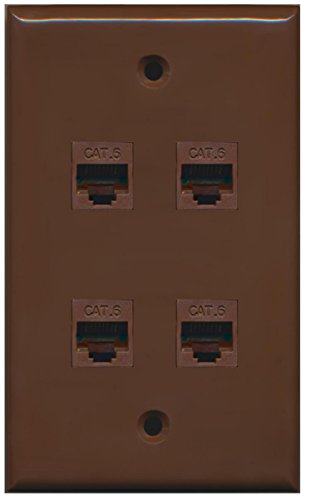 RiteAV - 4 Port Cat6 Ethernet Wall Plate - Brown