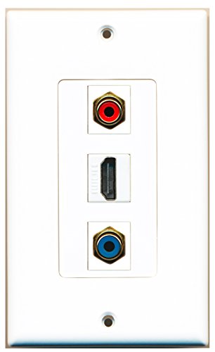 RiteAV - 1 Port HDMI and 1 Port RCA Red and 1 Port RCA Blue Decorative Wall Plate